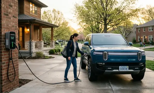 Kansas City homeowner unplugging EV charger before work