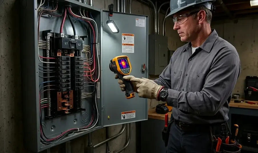 Infrared thermal imaging of electrical panel hot spots