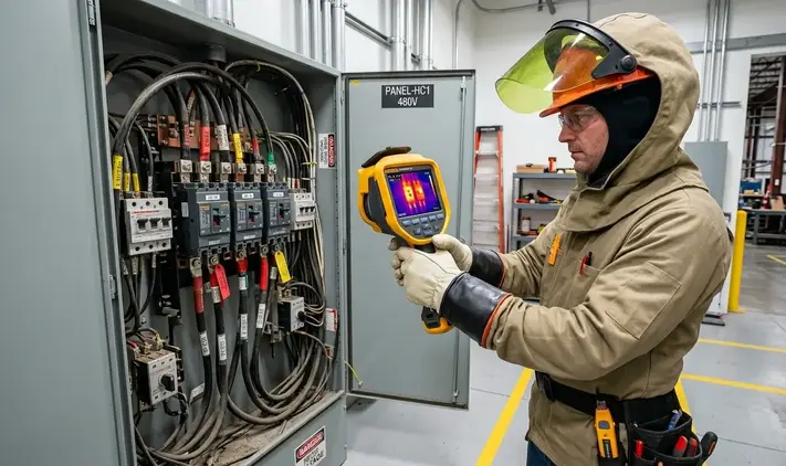 Infrared thermography inspection of industrial electrical equipment in Kansas City