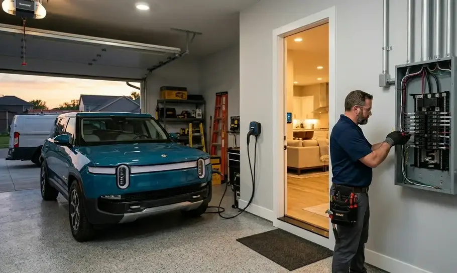 Modern home with EV charger and high electrical demand systems in Kansas City